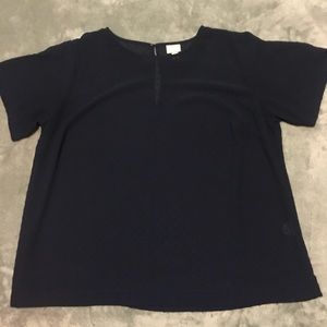 Sheer Navy Swiss Dot Top